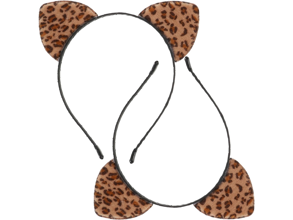 Tiara com orelhas de leopardo para meninas, conjunto de 2 peças.