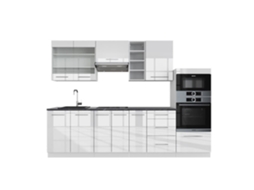 Cozinha Fame-Line, 280 cm sem bancada, branco brilhante/branco VICCO