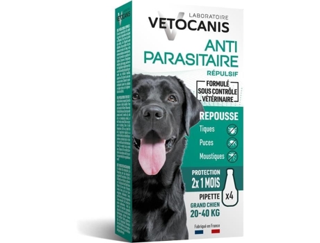 Pipeta repelente de pulgas, carrapatos e mosquitos Vetocanis para cães de grande porte
