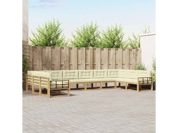 Vidaxl Conjunto De Sofás Para Exterior 10 Unid. Branco E Creme