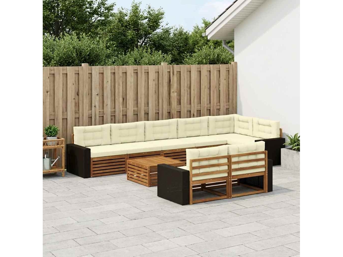 Vidaxl Conjunto De Sofás Para Exterior Com Almofada 9 Pcs