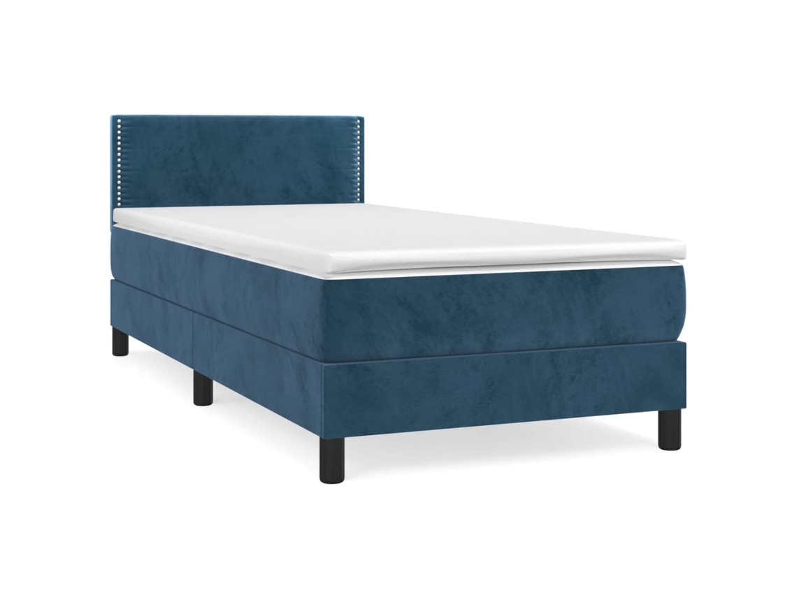 Cama com Molas/colchão 100x200 Cm Veludo Azul escuro MAISON EXCLUSIVE