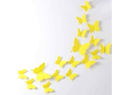 24 Peças De Adesivos De Borboletas 3d Desmontáveis Para Decoração De Casa E Quartos (amarelo)