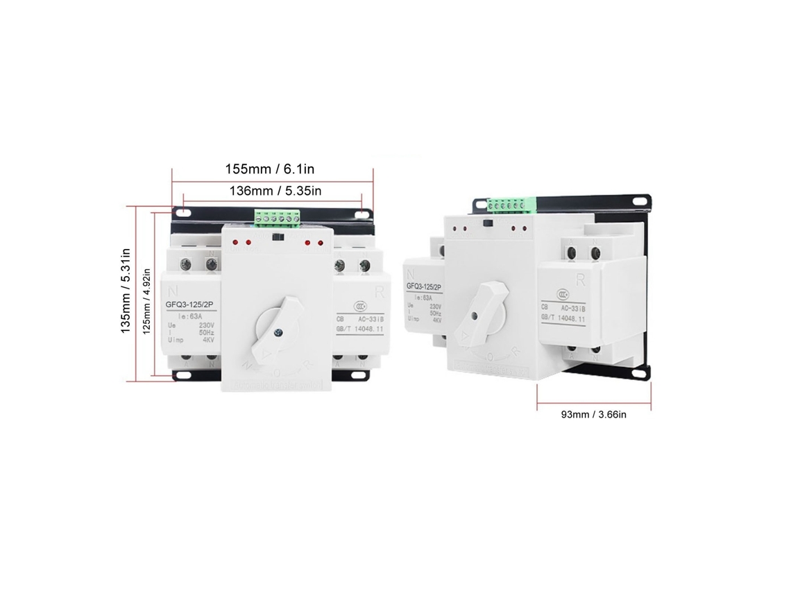 Chave De Transferência Automática Dual De 63a 230v
