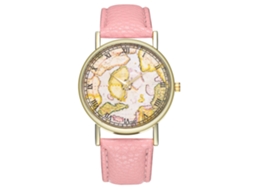 Relógio de Pulso Feminino Masculino Elegante de Quartzo Moda Presente (rosa)