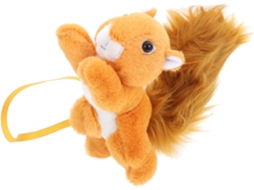 Bolsa De Ombro Infantil Em Pelúcia Esquilo, Laranja, Feita Algodão Pp.