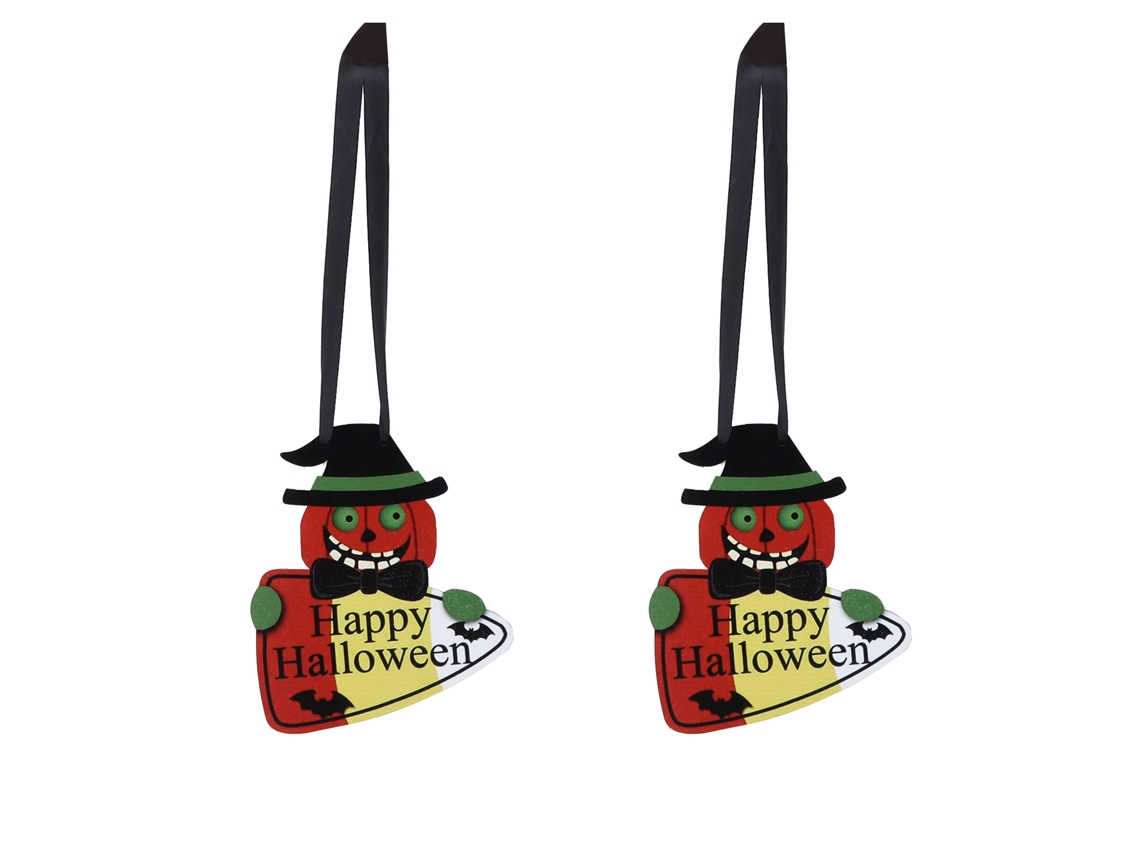 2pcs Pingentes de Madeira para Halloween Decorativo Pendurado Placa Sinal para Casa, Escritório, Escola