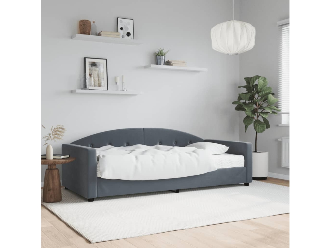 Vidaxl Sofá-cama Com Colchão 90x190 Cm Veludo Cinzento-escuro