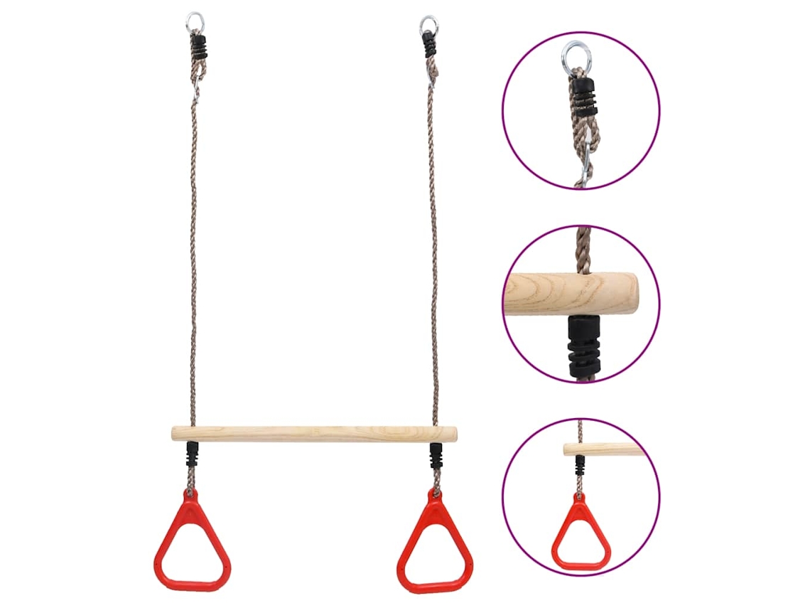 Trapeze Swing Bar With Ring, Trapeze Bars With Rings Vidaxl Multicolor Polietileno