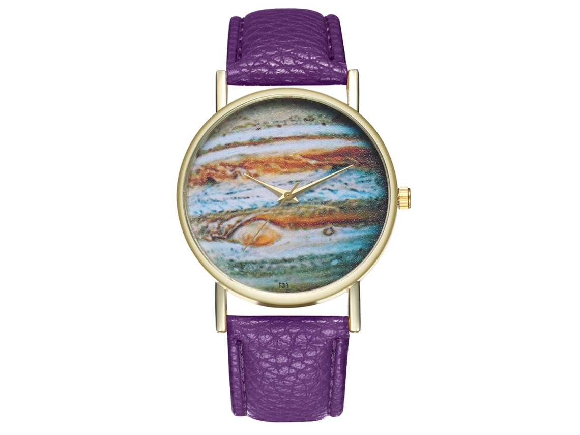 Reloj De Cuarzo Analógico Con Correa Pu Para Mujer/hombre Regalo Amor (morado)