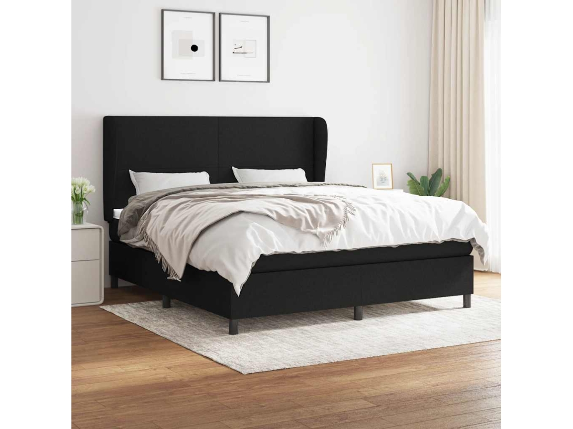 Vidaxl Cama Com Molas/colchão 180x200 Cm Tecido Preto