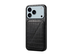 Capa Para Iphone 17 Pro Com Porta-cartões E Textura De Crocodilo - Preta