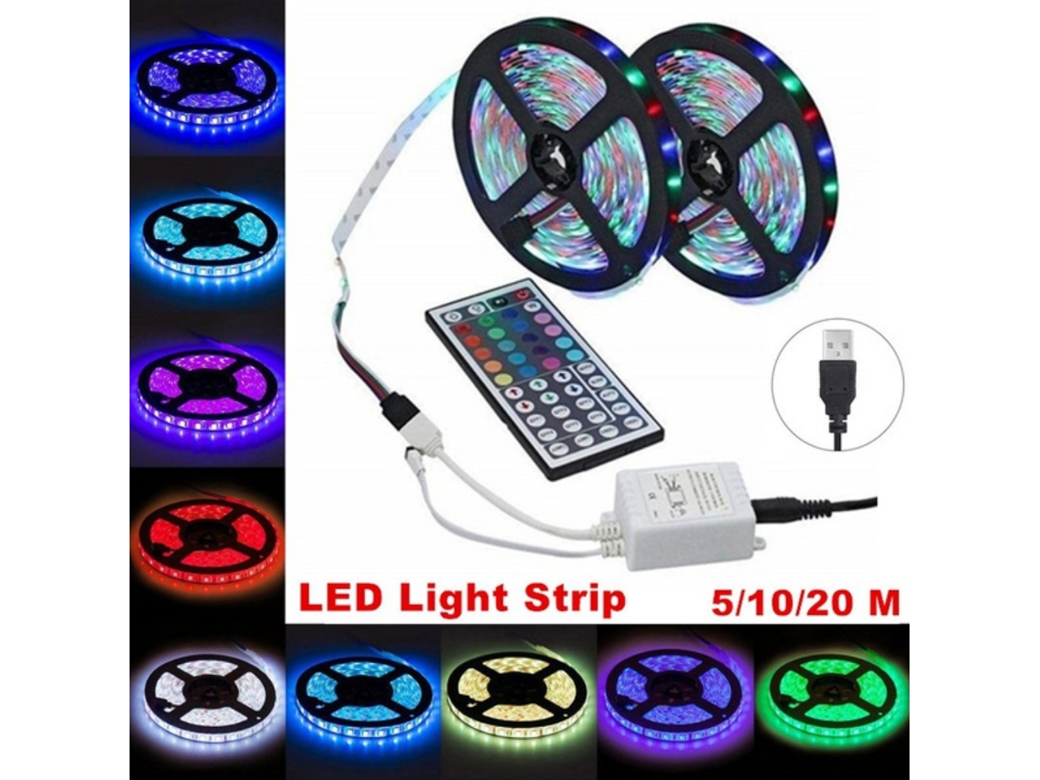 2026 5m Led Rgb Luz Recargável com Controle Remoto para Decoração Interior de Quarto