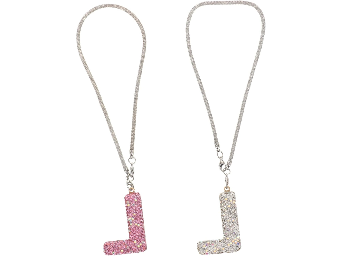 Conjunto De 2 Pingentes De Cerâmica Com Letras E Strass Para Carro
