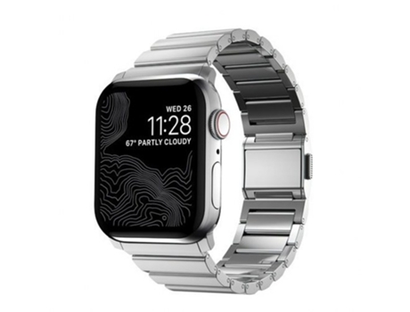 NOMAD Correia V2 para Apple Watch 1-9 e Se 42-44-45Mm Prateado