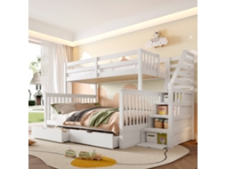 Cama De Loft 90x200/140x200 Com Gavetas E Armazenamento Branca Sem Colchão