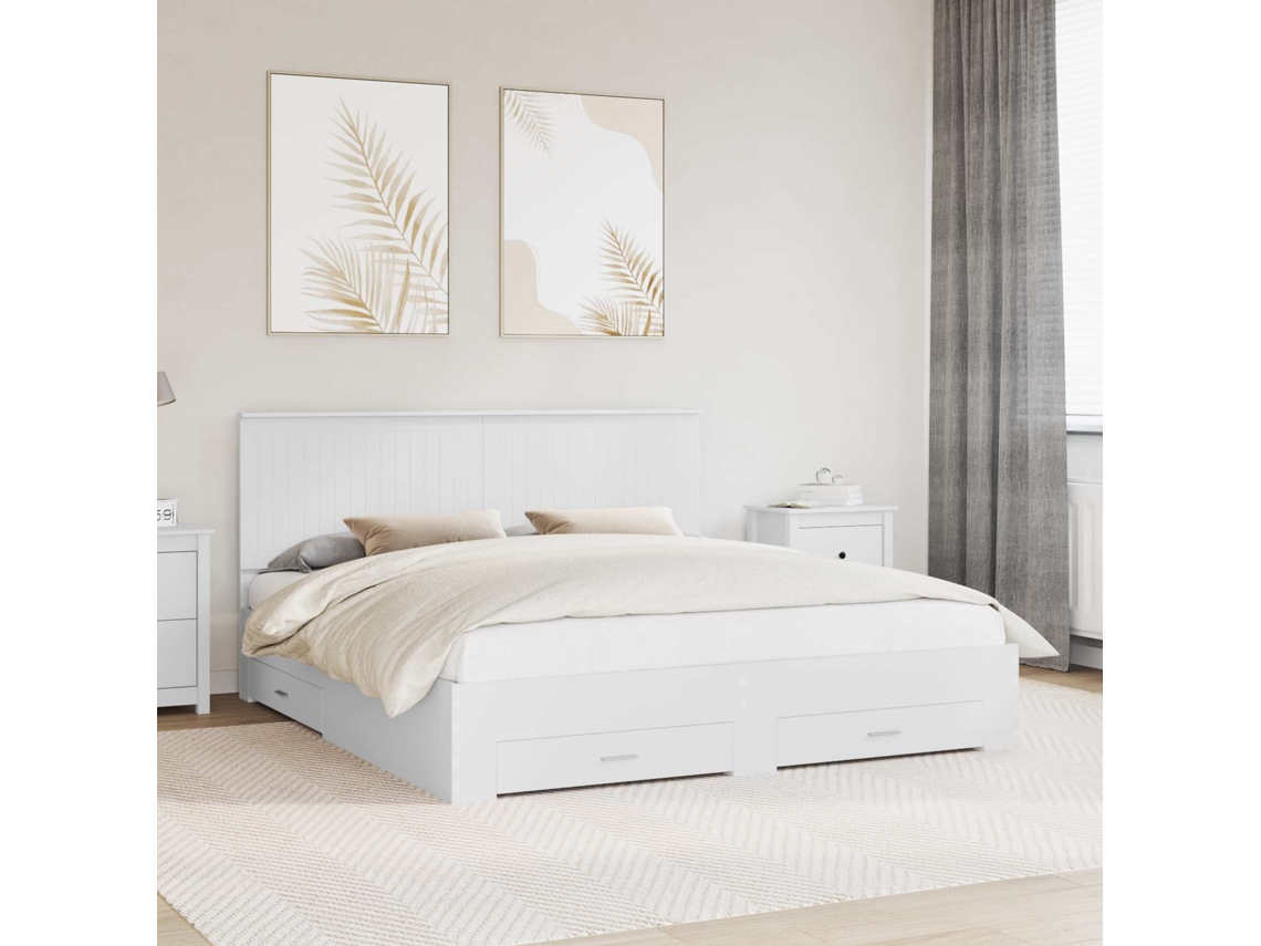 Vidaxl Estrutura da Cama Branco 180 X 200 Cm Madeira Processada