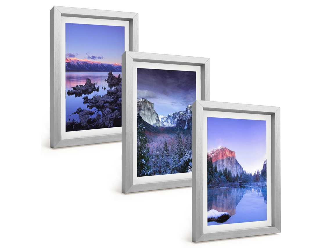 Composição De Quadros Paisagens De Montanha, Crepúsculo, Água Espelharte (3 Peças 20x30 Cm)