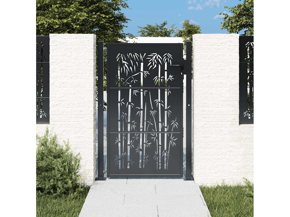 Vidaxl Portão De Jardim Antracite 100x150 Cm Aço Bambu Design