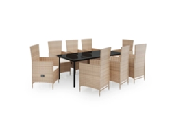 Garden Dining Set, Garden Dining Sets Vidaxl Bege Rattan / Vime (200 Cm Table Length)
