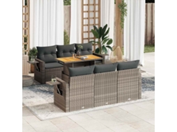 Vidaxl 7 Pcs Conjunto Sofás P/ Jardim C/ Almofadões Vime Pe Cinzento
