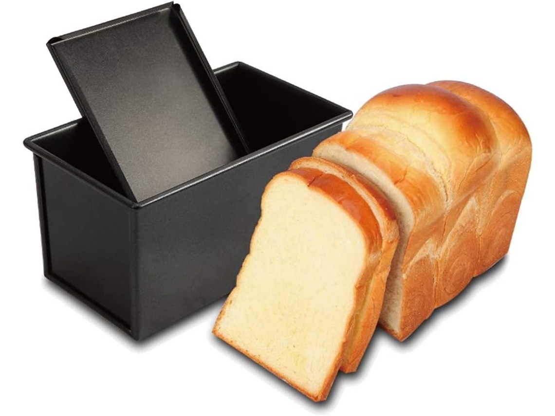 Forma Para Pão E Bolos, Em Aço, 450 G, Cor Preto, Revestimento Antiaderente, Com Tampa, Para Forno, Confeitaria E Preparo Doméstico