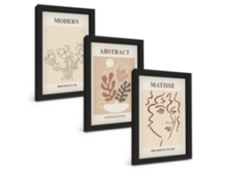 Quadros Decorativos Para Paredelinhas De Plantas Modernas Moldura Preta Quadros Para O Escritório Espelharte (3 Peças 20x30 Cm)