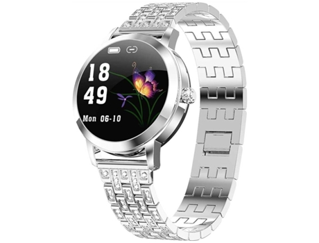 Smartwatch ENKERS Música Bluetooth Música Faixa de Aço Rastreador de Fitness Coração Recompensa Saúde So-Prata