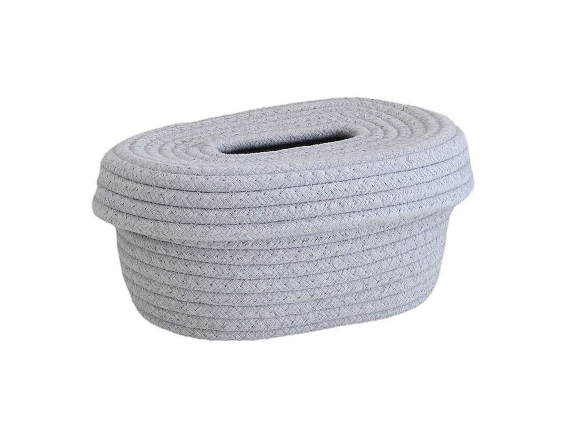 Capa de Caixa de Papel Higiênico em Corda de Algodão Artesanal Decorativa para Mesa Casa Cinza S/MARCA