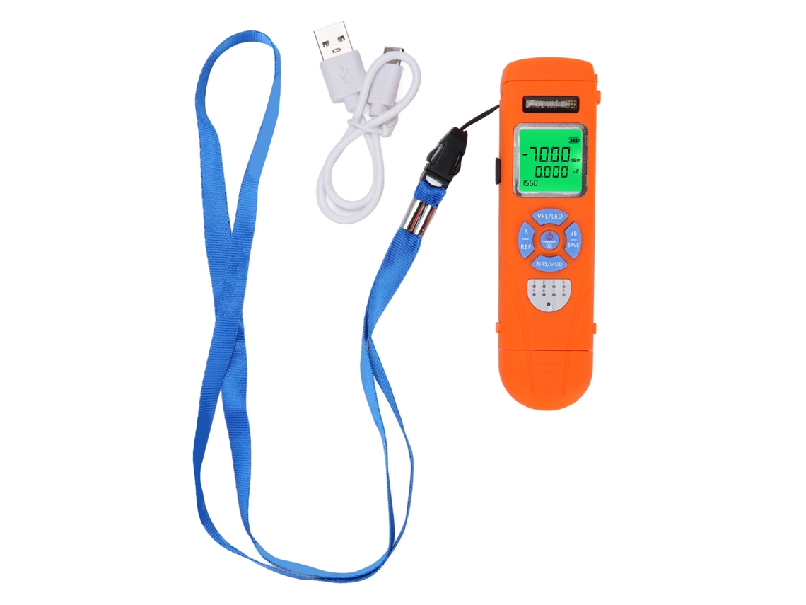 Tester de Fibra Óptica Multifuncional OPM VFL 50 a +26dBm 850 1650nm com Teste RJ45 e Luz Led
