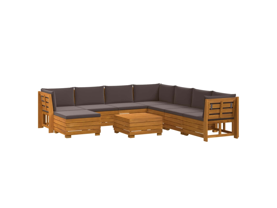 Maison Exclusive - Conjunto De Sofás Para Exterior Com Almofada 9 Peça Castanho