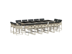Conjunto de Jantar 15 Pcs para Jardim com Almofadões Vime Pe Cinzento Claro MAISON EXCLUSIVE (15 pcs)