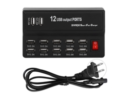 Carregador Rápido 12 Portas Usb para Casa e Dispositivos Móveis