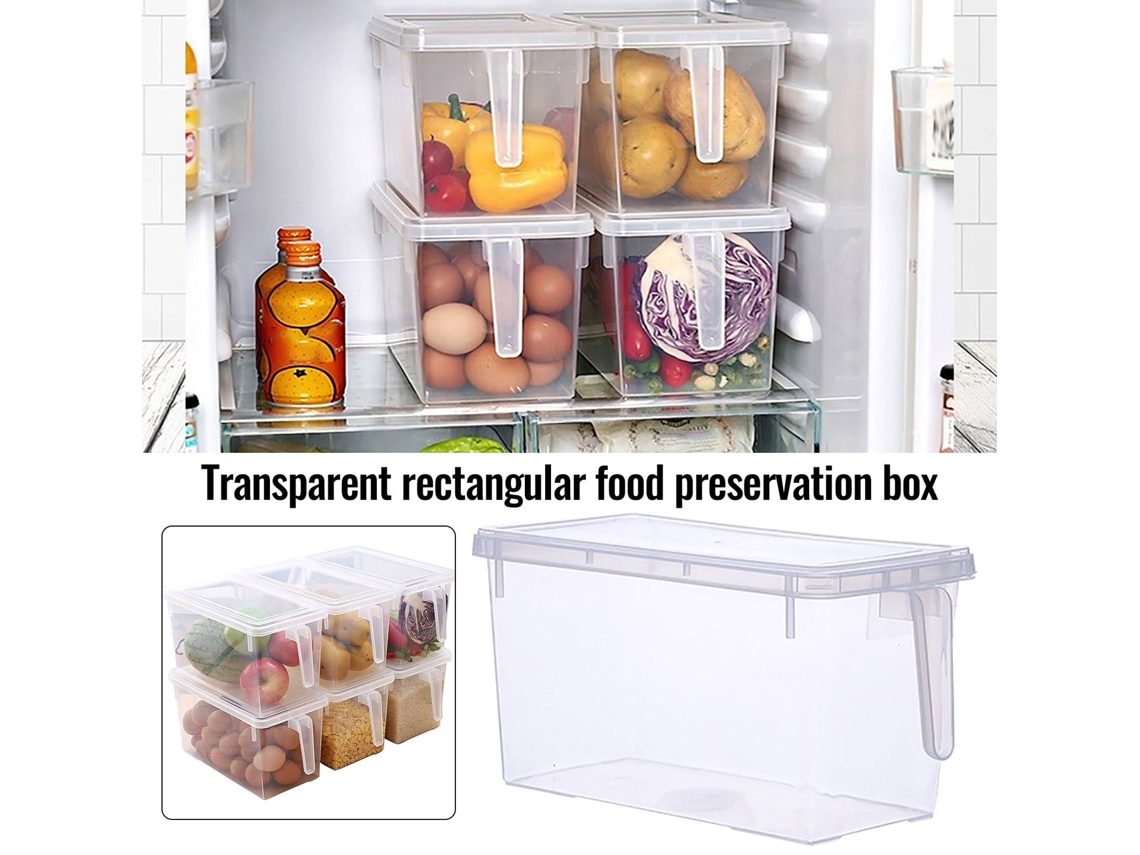 Organizador De Geladeira Transparente Com Alça E Tampa - Recipiente Para Frutas E Conservação De Alimentos Frescos