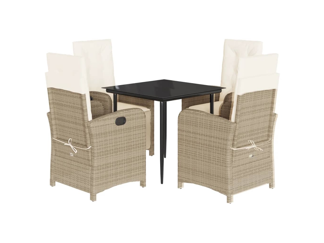 Garden Dining Set, Garden Dining Sets Vidaxl Bege Rattan / Vime (mesa Com 80 Cm De Comprimento)