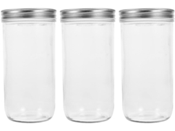 Conjunto De 3-potes Vidro Toyvian 1 Litro Com Tampa Hermética, Recipiente Grande Para Armazenar Grãos E Café, Fácil De