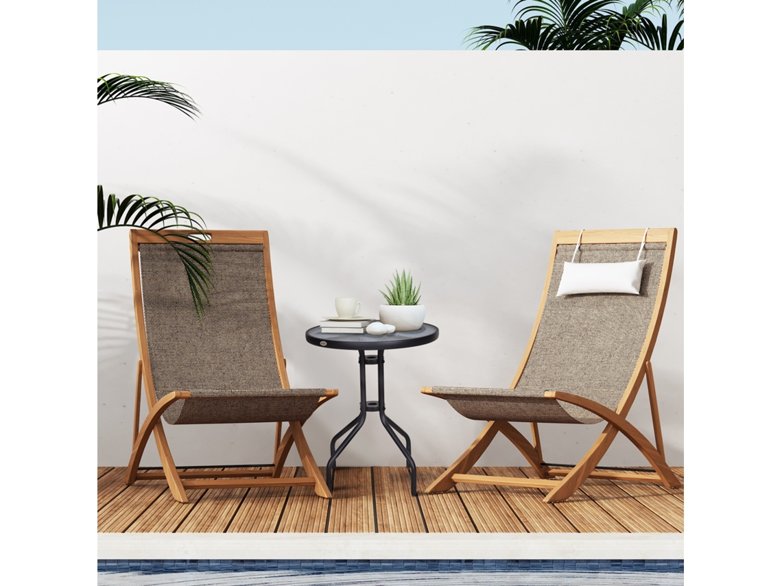 Mesa De Centro Preta Para Jardim Com Tampo Redondo Em Vidro Temperado - 60 Cm De Diâmetro Por 70 Cm De Altura