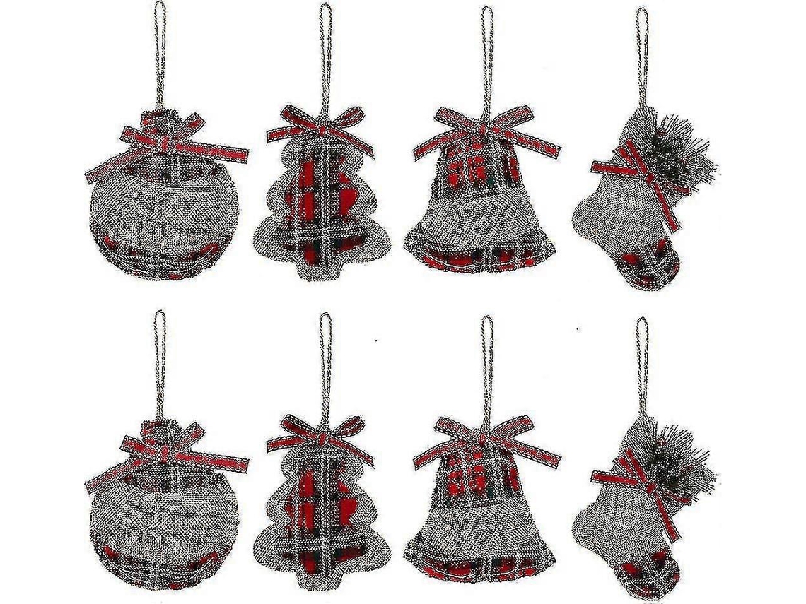 Enfeites Rsticos Para Rvore De Natal, Meias De Natal De Juta, Bolas De Natal Campestres, Sinos Para Rvore Com Detalhes Em Vermelho Moderno E Hengjian