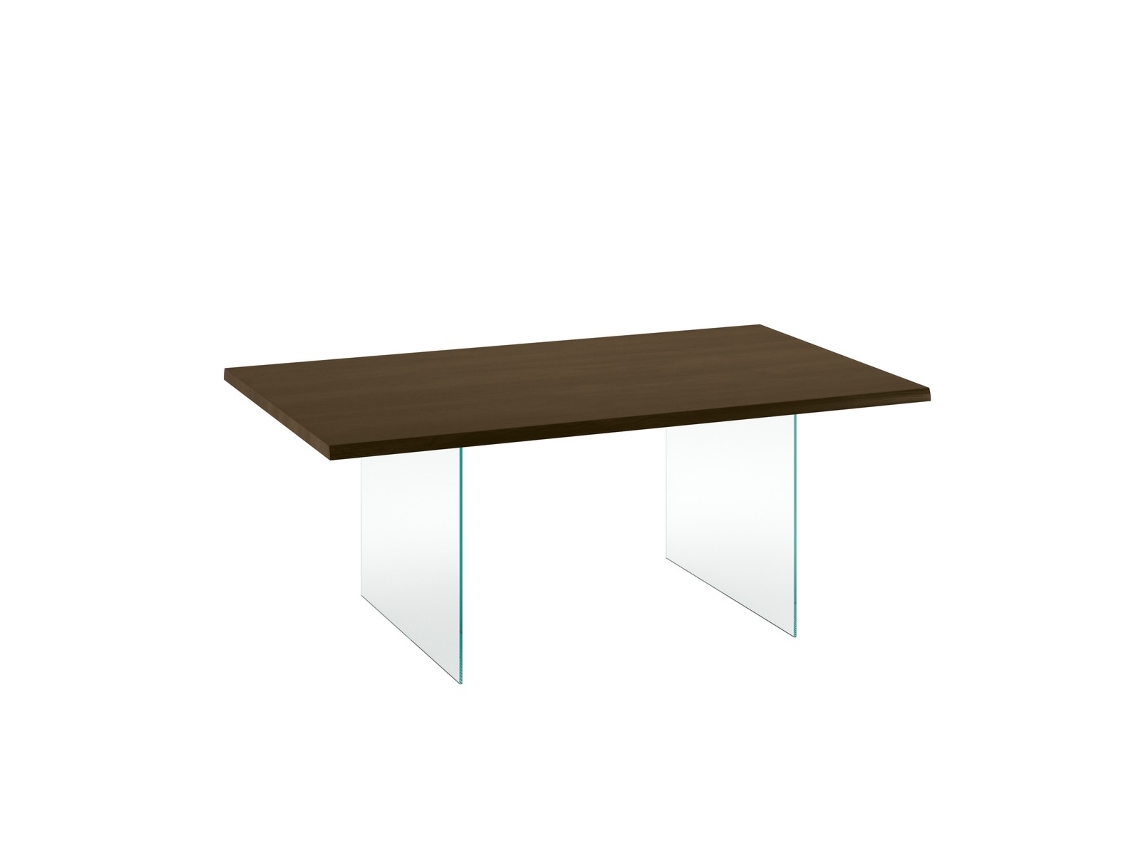 Mesa De Bilhar Extensível 200/300x100 Cm Em Folheado De Carvalho Termotratado Com Pés Em Vidro Temperado Extra Claro - Design