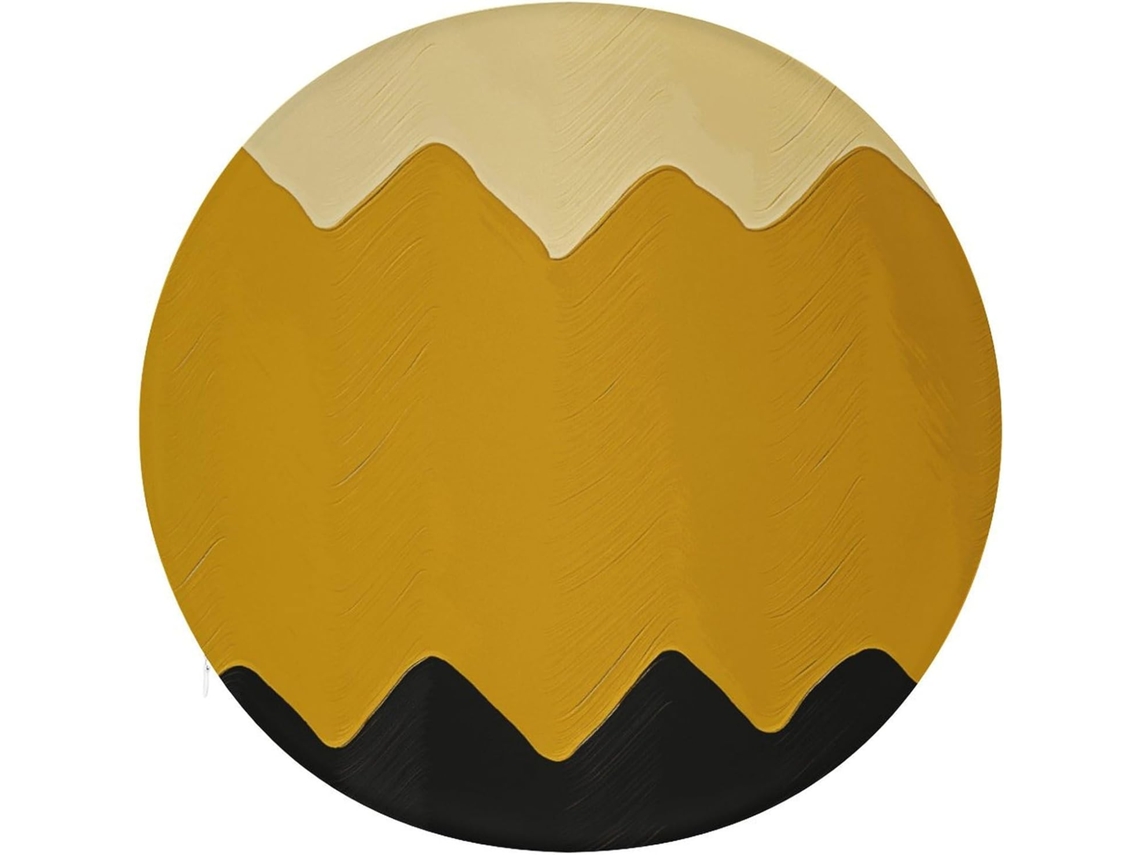 Almofada Redonda Para Assento Em Amarelo Mostarda E Preto, Antiderrapante, Removível, Para Cadeira, Banqueta, Sofá, Chão