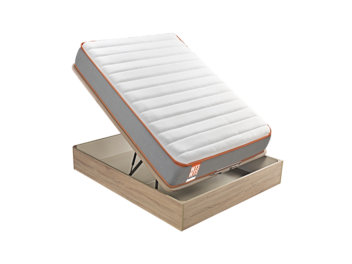 Pack WHAT THE SLEEP Sommier Natural + Colchão Espuma Rock (105 x 190 - 58 Cm de Altura)