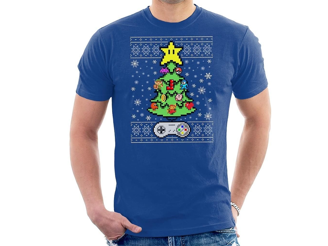Camiseta Dos Homens de Árvore Natal para Console Jogos Retrô GOKOCO