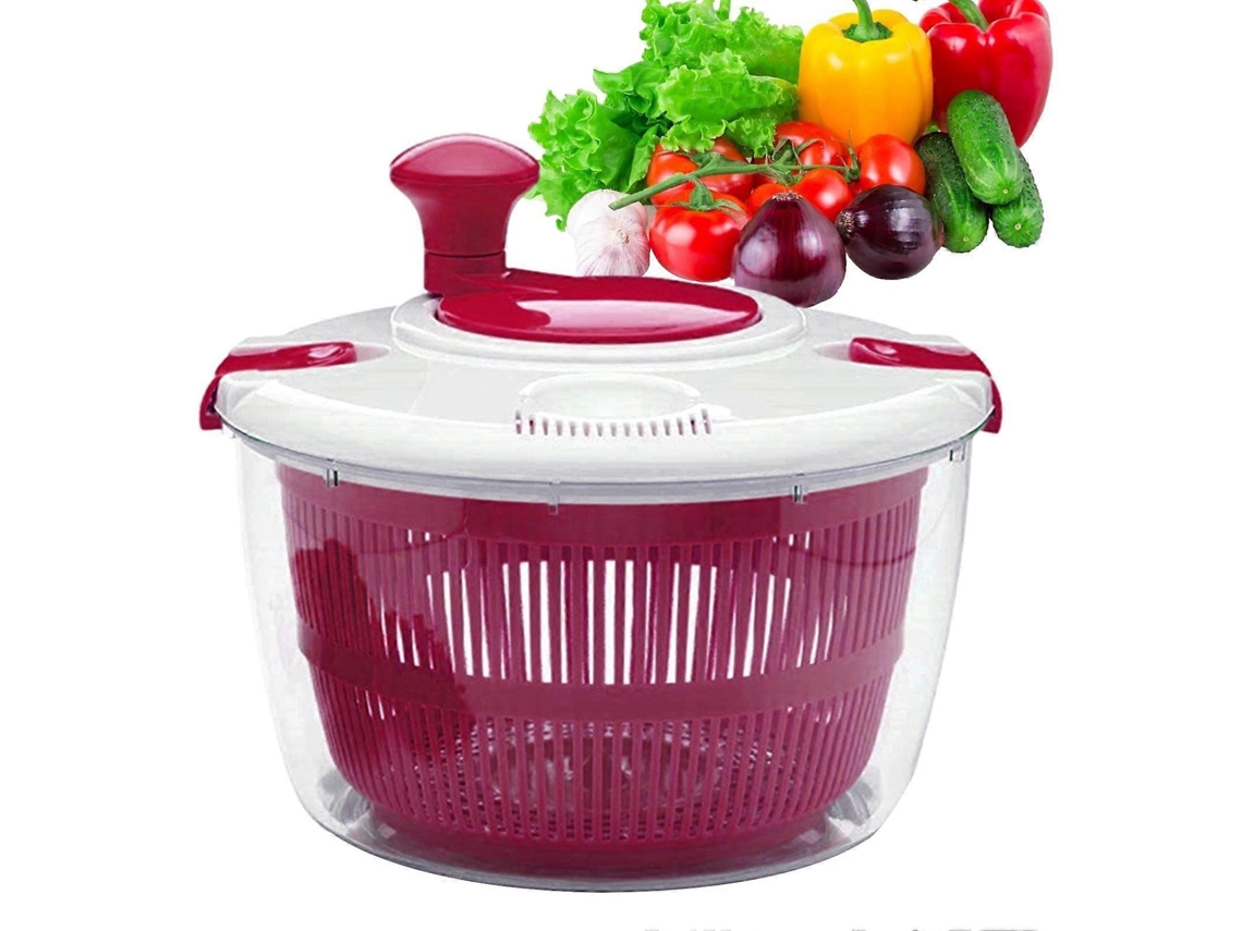 Centrífuga De Salada Grande De 5 Litros Com Tigela E Escorredor Para Secagem Rápida De Alface E Vegetais.
