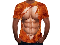 Camiseta Verão 3d Estampa Músculo Tatuagem Manga Curta Macia Confortável