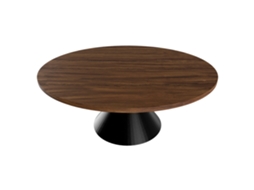 Graal Black Mesa Redonda Ø120 Cm Base Metálica Duplo Cone Preto E Tampo Em Madeira Laminada Ebony Frankystar