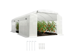Estufa Túnel 6x3x2m 3 Portas 6 Janelas Rede Aço Galvanizado Branco