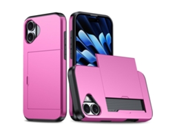 Capa Híbrida Para Iphone 17 Com Compartimento Para Cartão Rosa