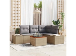 Vidaxl Conjunto De Sofá De Jardim 5 Unid. Bege E Cinza Claro Vime Pe