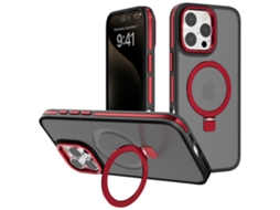 Suporte Casa Para Iphone 15 Pro Max Pele Sintética Magnética Vermelho