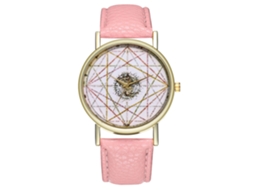 Reloj Analógico De Cuarzo Para Mujer Con Correa De Pu Rayas Estilo Moda (rosa)